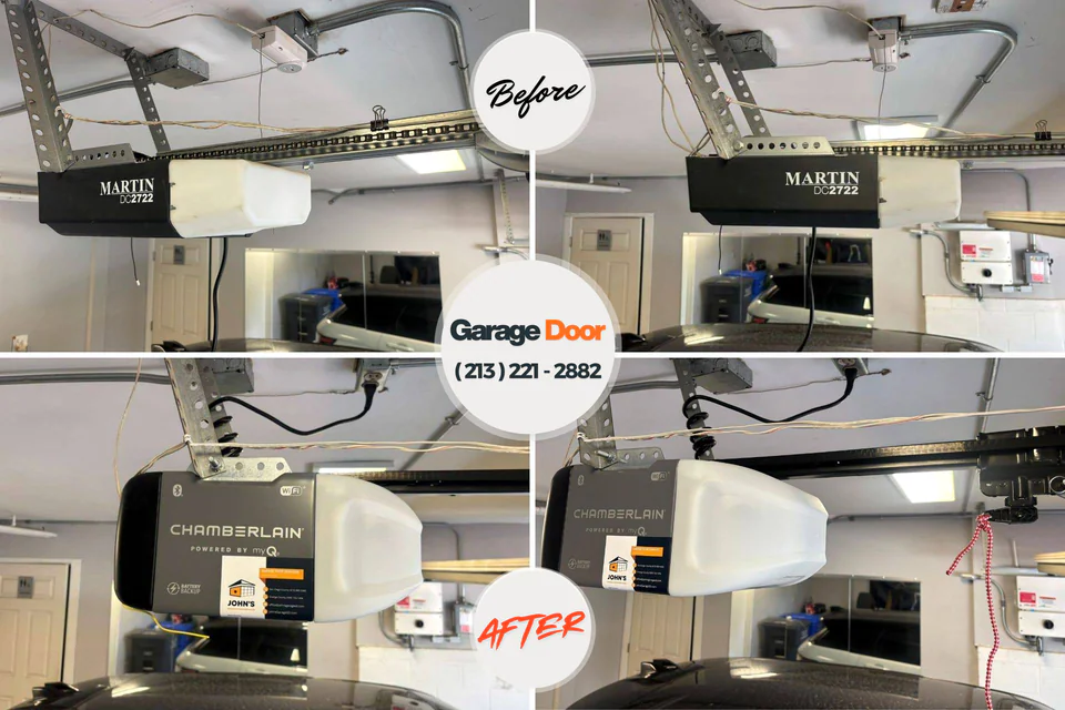 Before and after: garage door repair White Pigeon, MI